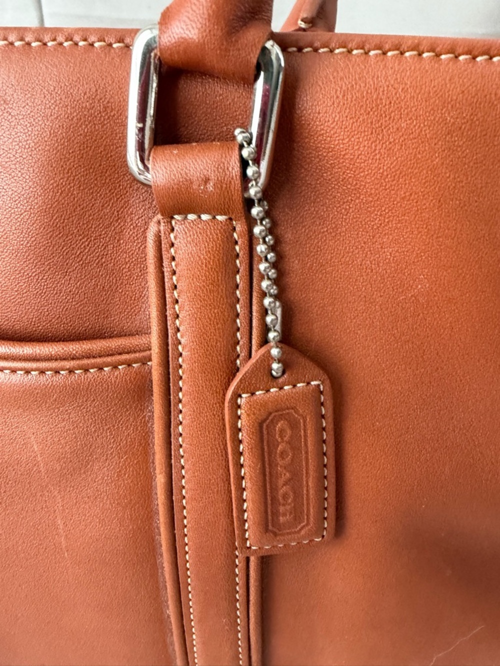 Coach Vtg Leather Tote in Cognac Brown